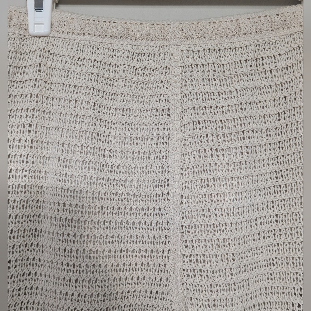 Beachy Cream Crochet Lace Pants Women's Size Medium Boho Tropical Solitaire - Picture 11 of 14